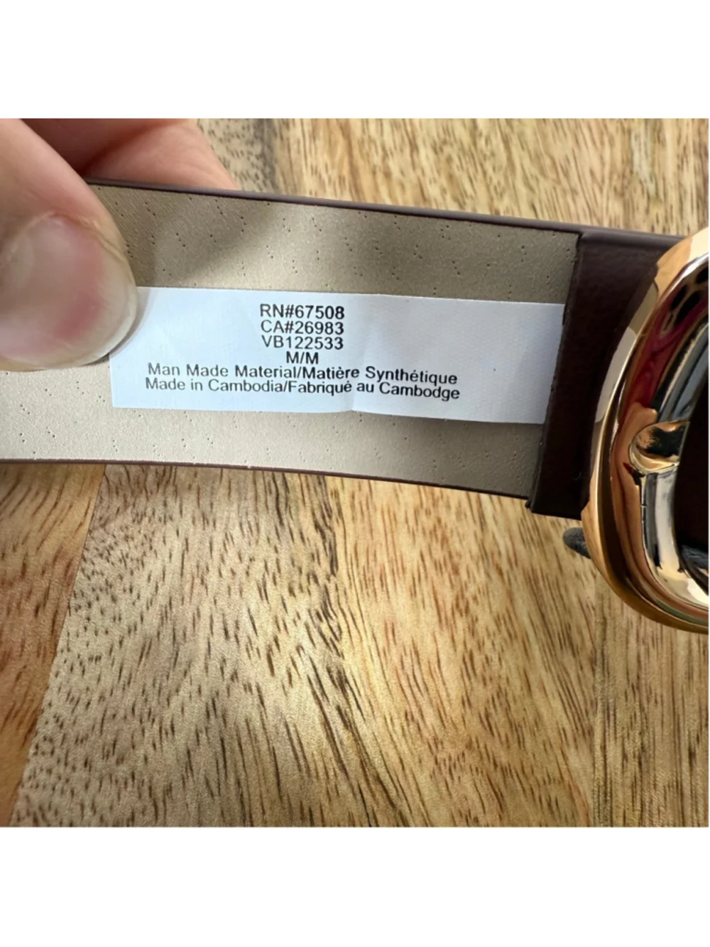 Women's Vince Camuto Brown Faux Leather Metal Belt